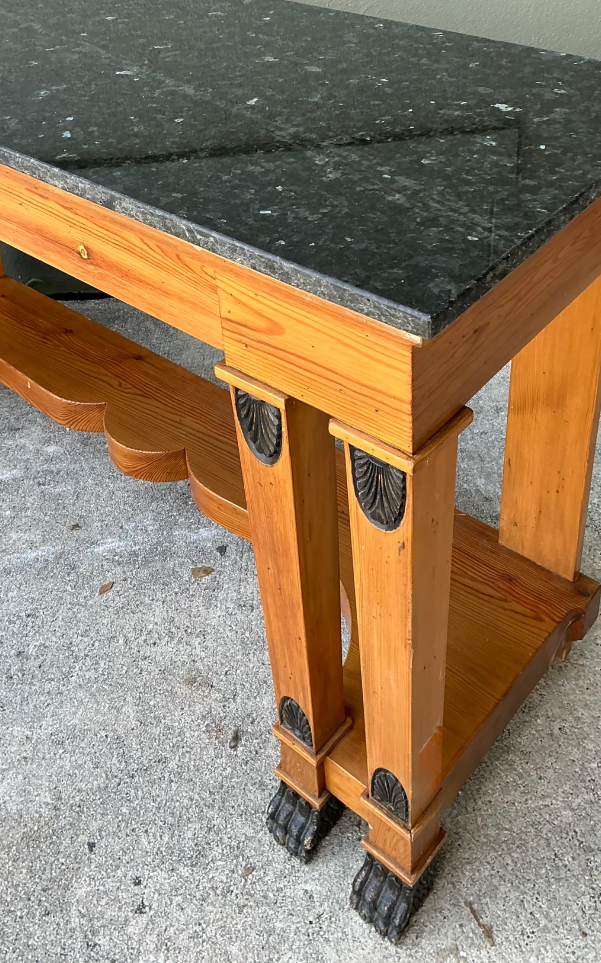 Vintage William Switzer Carved Wood Console with Stone Top — additional photo 7