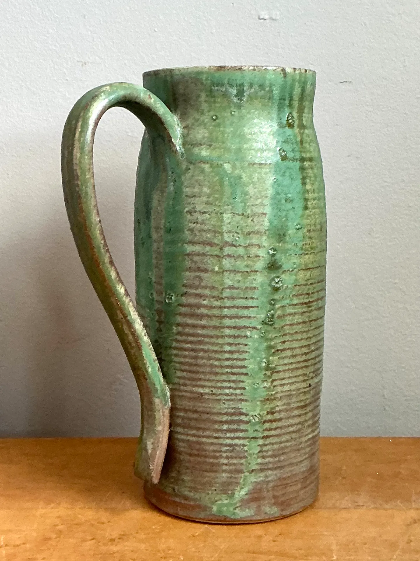 Vintage Handcrafted Green Studio Pottery Jug — additional photo 5