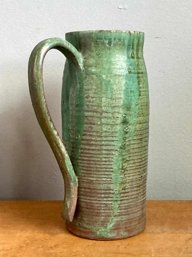 Vintage Handcrafted Green Studio Pottery Jug — additional photo 5