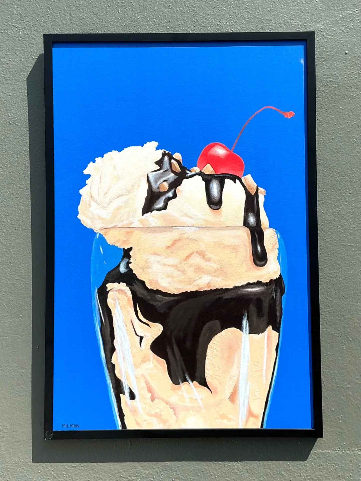 Vintage Original Ice Cream Sundae Oil Painting — additional photo 4