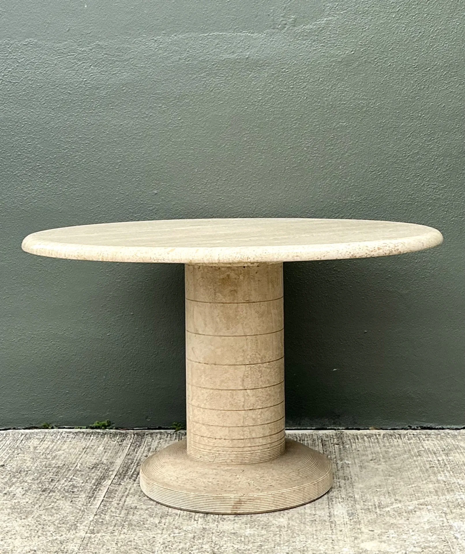 Vintage Scored Travertine Center Hall Table — additional photo 4