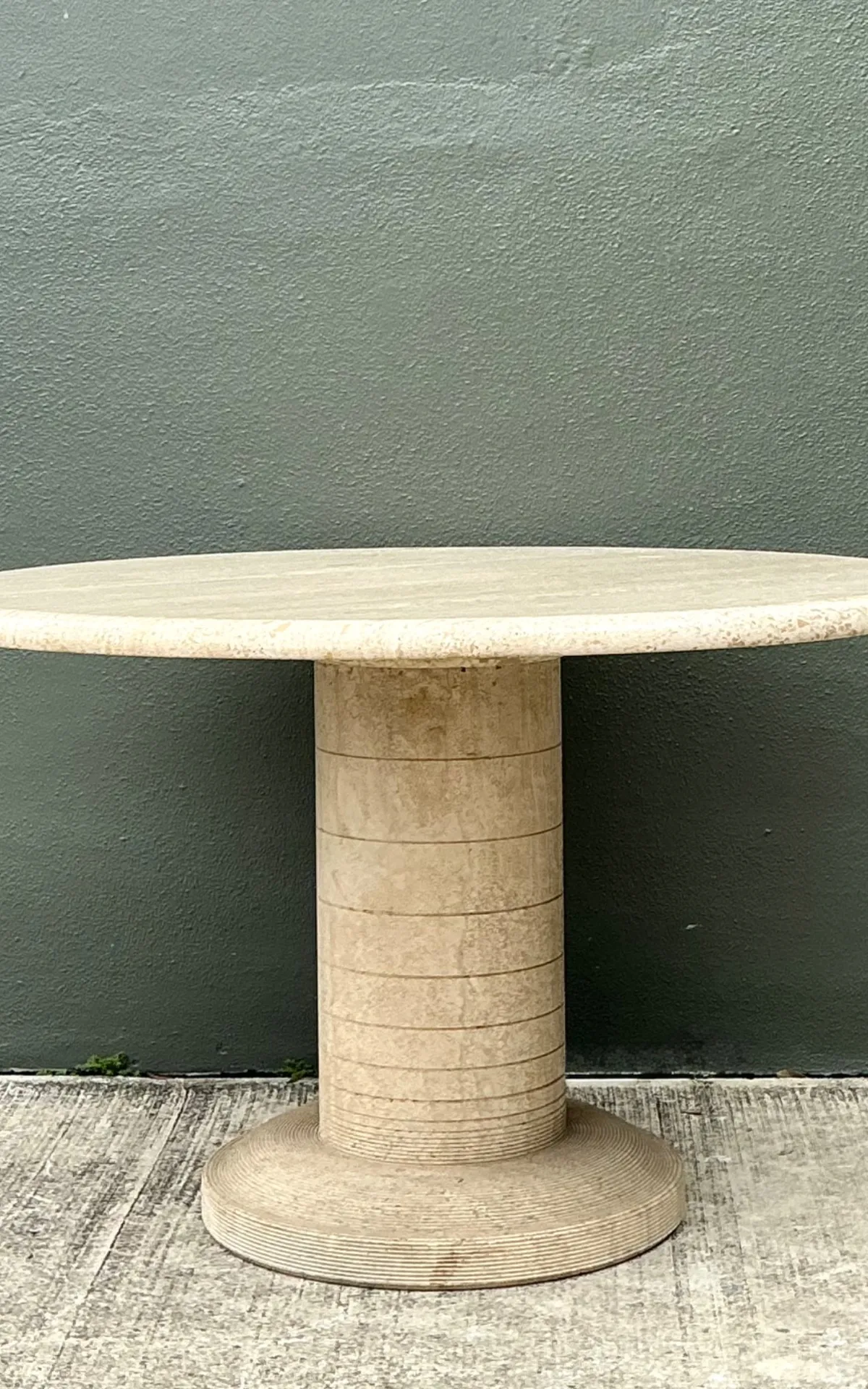 Vintage Scored Travertine Center Hall Table — additional photo 4