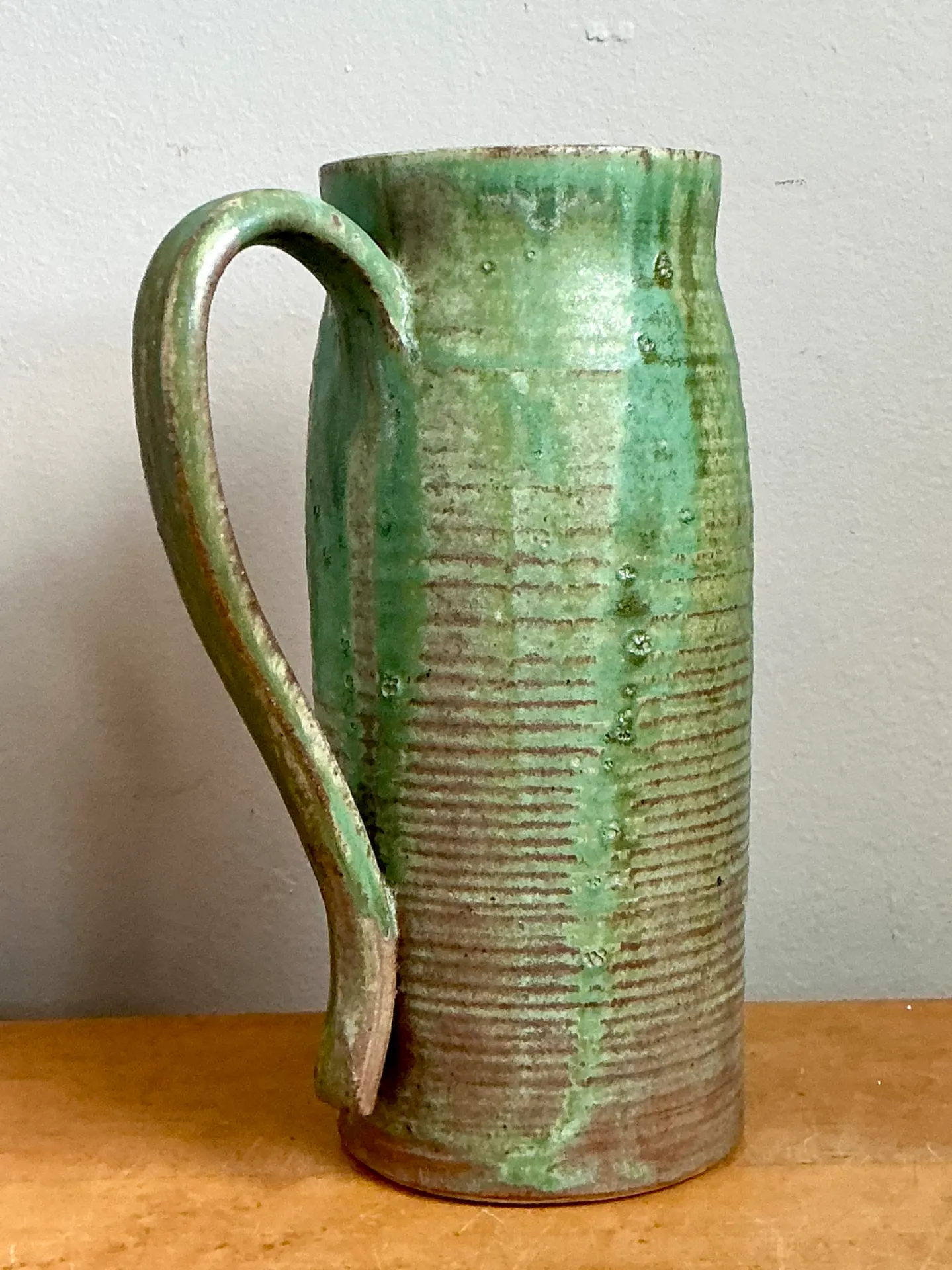 Vintage Handcrafted Green Studio Pottery Jug — additional photo 1