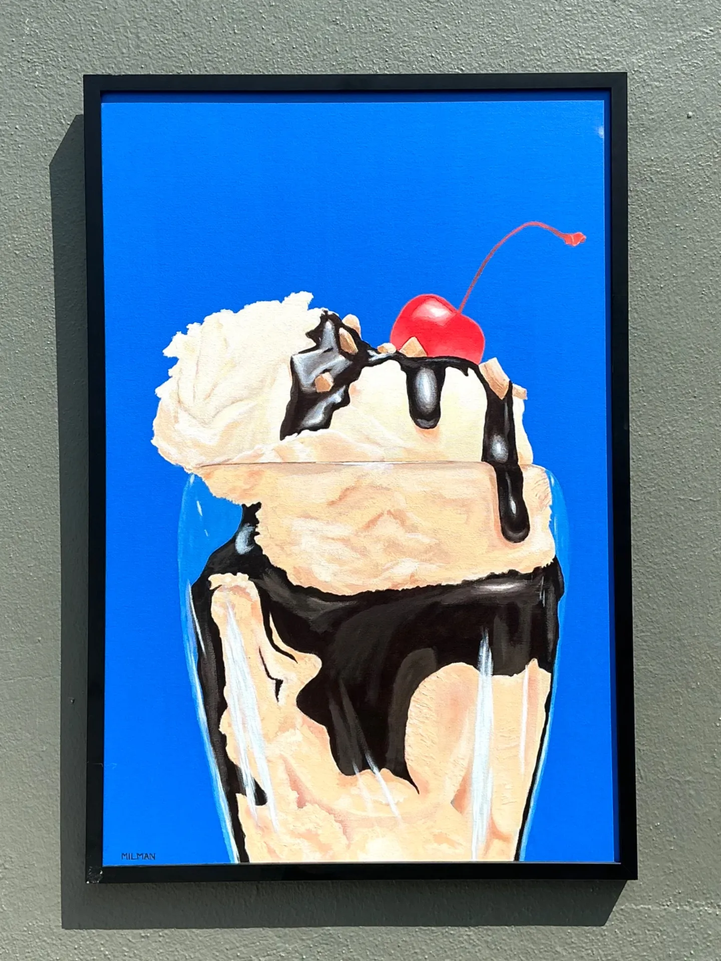 Vintage Original Ice Cream Sundae Oil Painting — additional photo 2