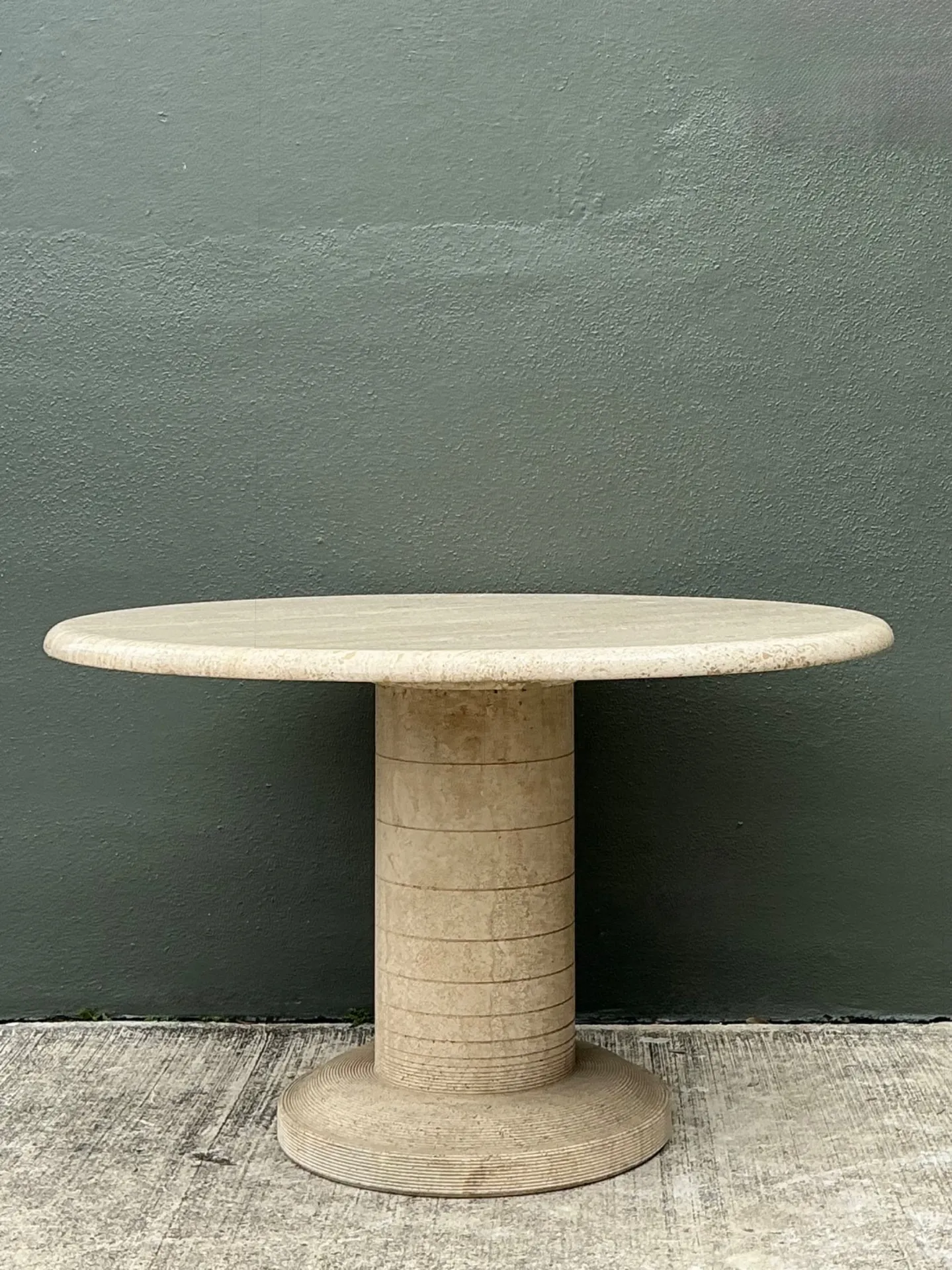 Vintage Scored Travertine Center Hall Table — additional photo 6