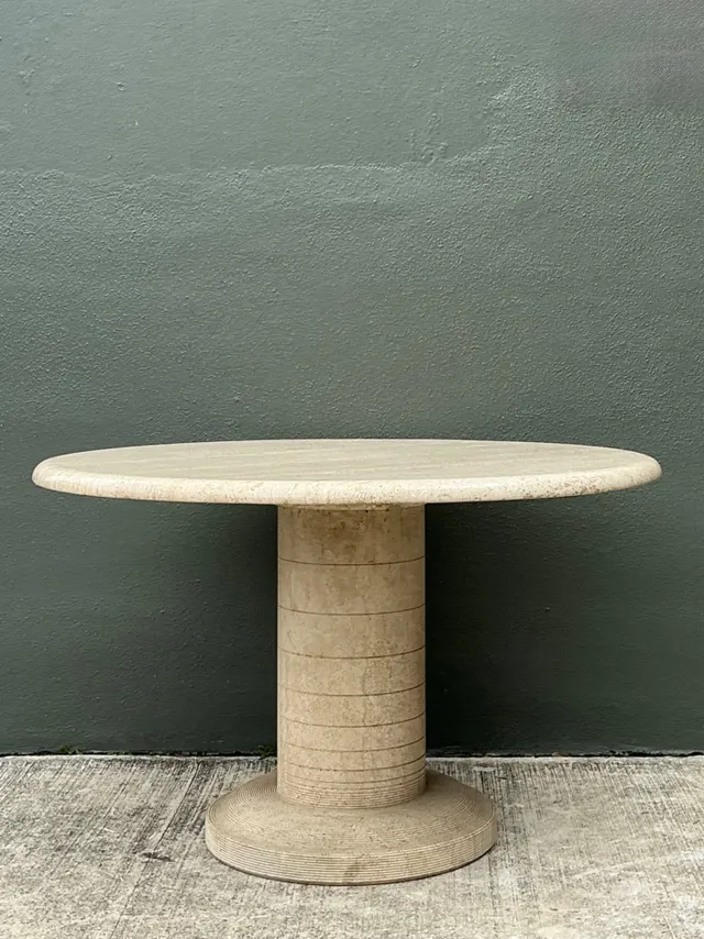 Vintage Scored Travertine Center Hall Table — additional photo 6