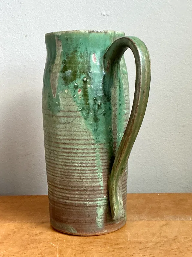 Vintage Handcrafted Green Studio Pottery Jug — additional photo 2