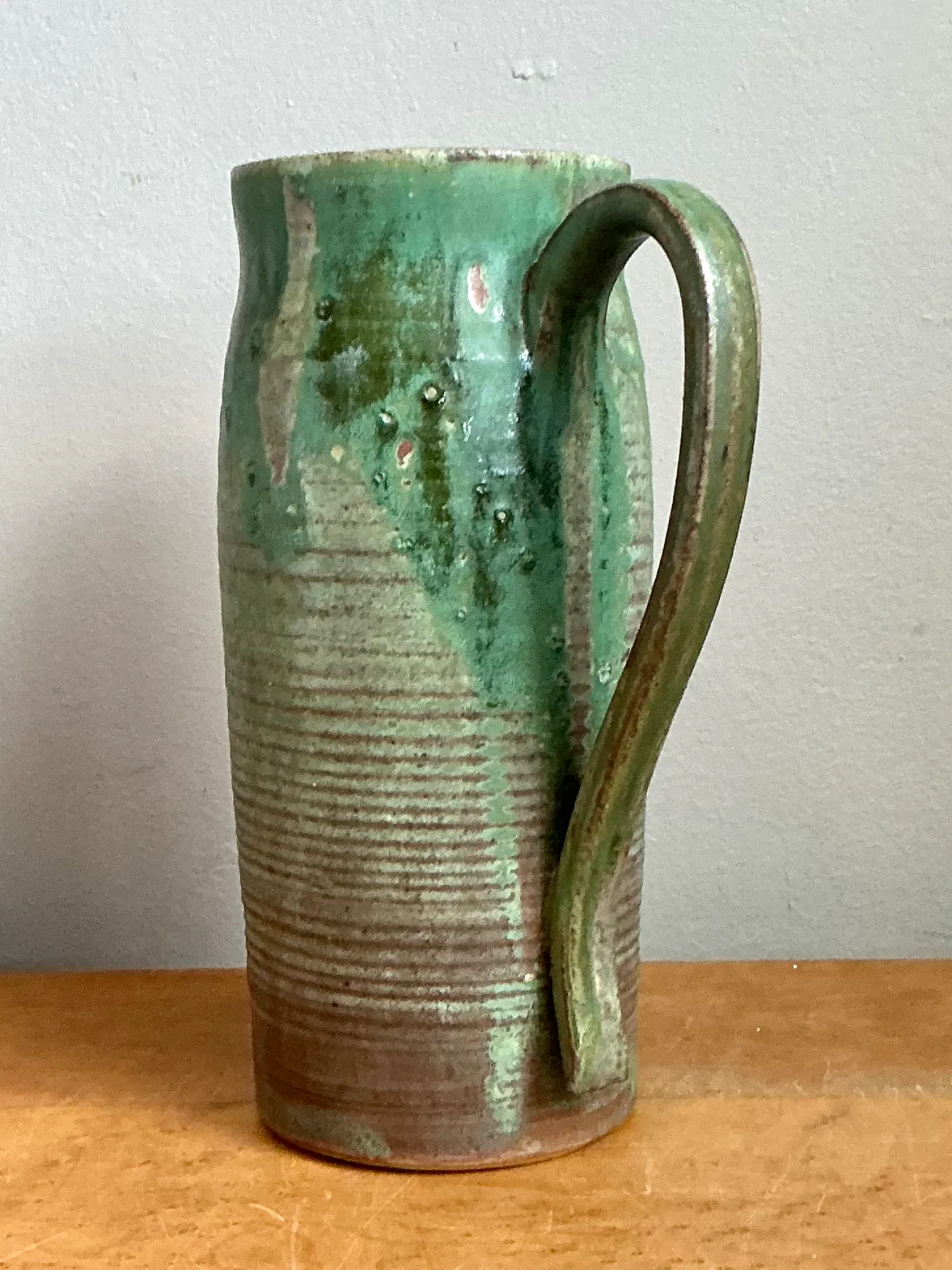 Vintage Handcrafted Green Studio Pottery Jug — additional photo 8