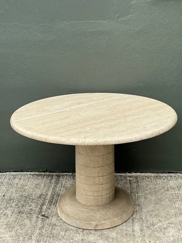 Vintage Scored Travertine Center Hall Table — additional photo 1