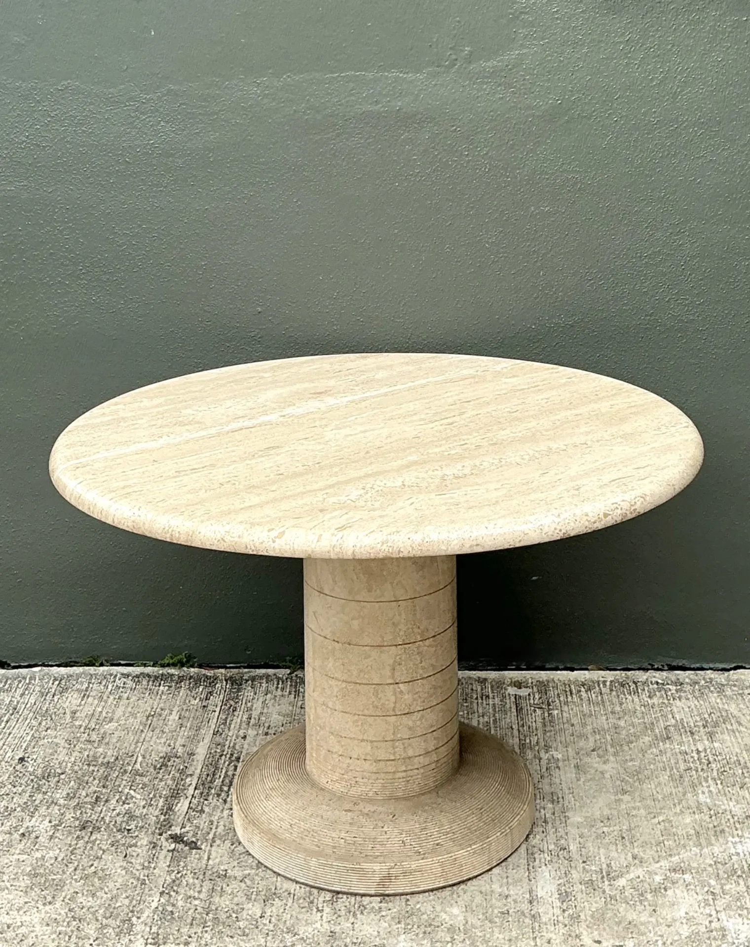Vintage Scored Travertine Center Hall Table — additional photo 8