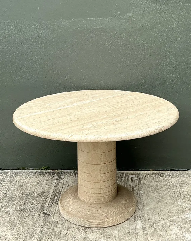 Vintage Scored Travertine Center Hall Table — additional photo 8
