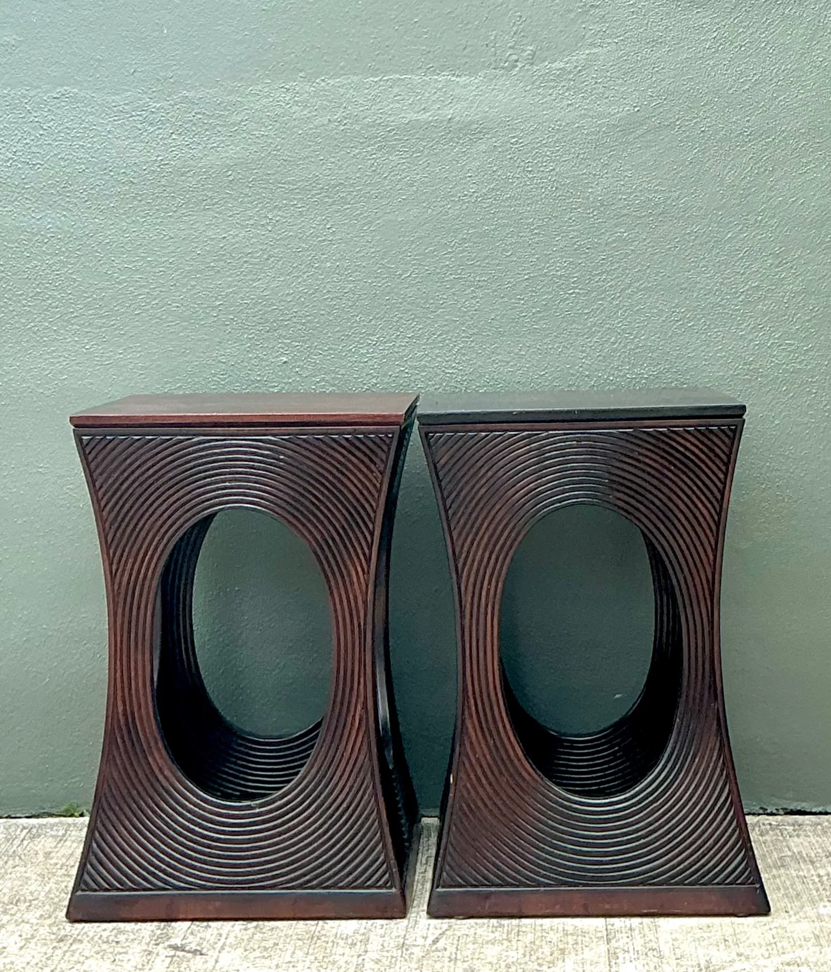 Vintage Pencil Reed Cutout Side Tables - A Pair — additional photo 6
