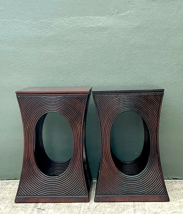 Vintage Pencil Reed Cutout Side Tables - A Pair — additional photo 6