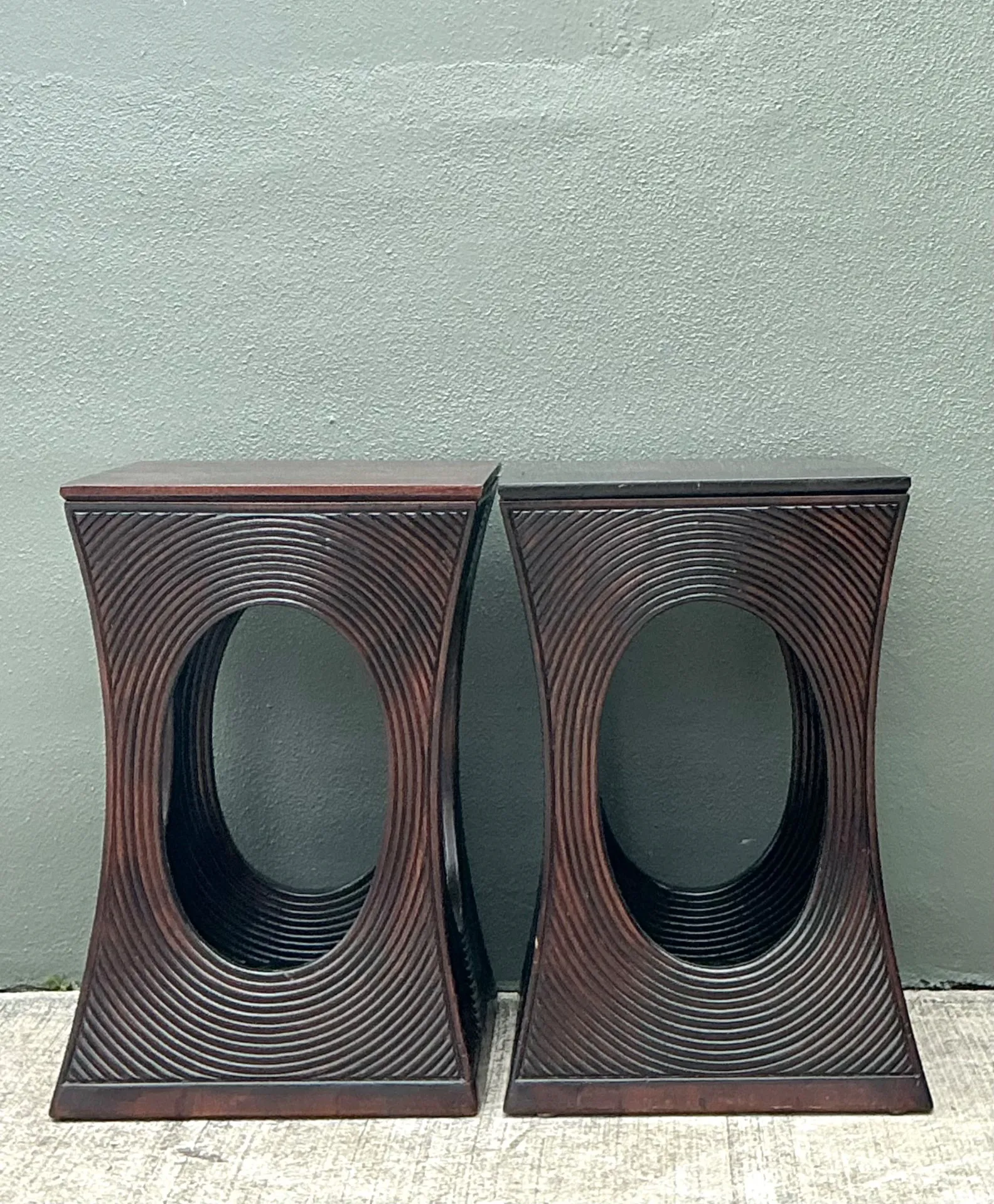 Vintage Pencil Reed Cutout Side Tables - A Pair — additional photo 3