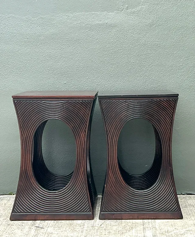 Vintage Pencil Reed Cutout Side Tables - A Pair — additional photo 3