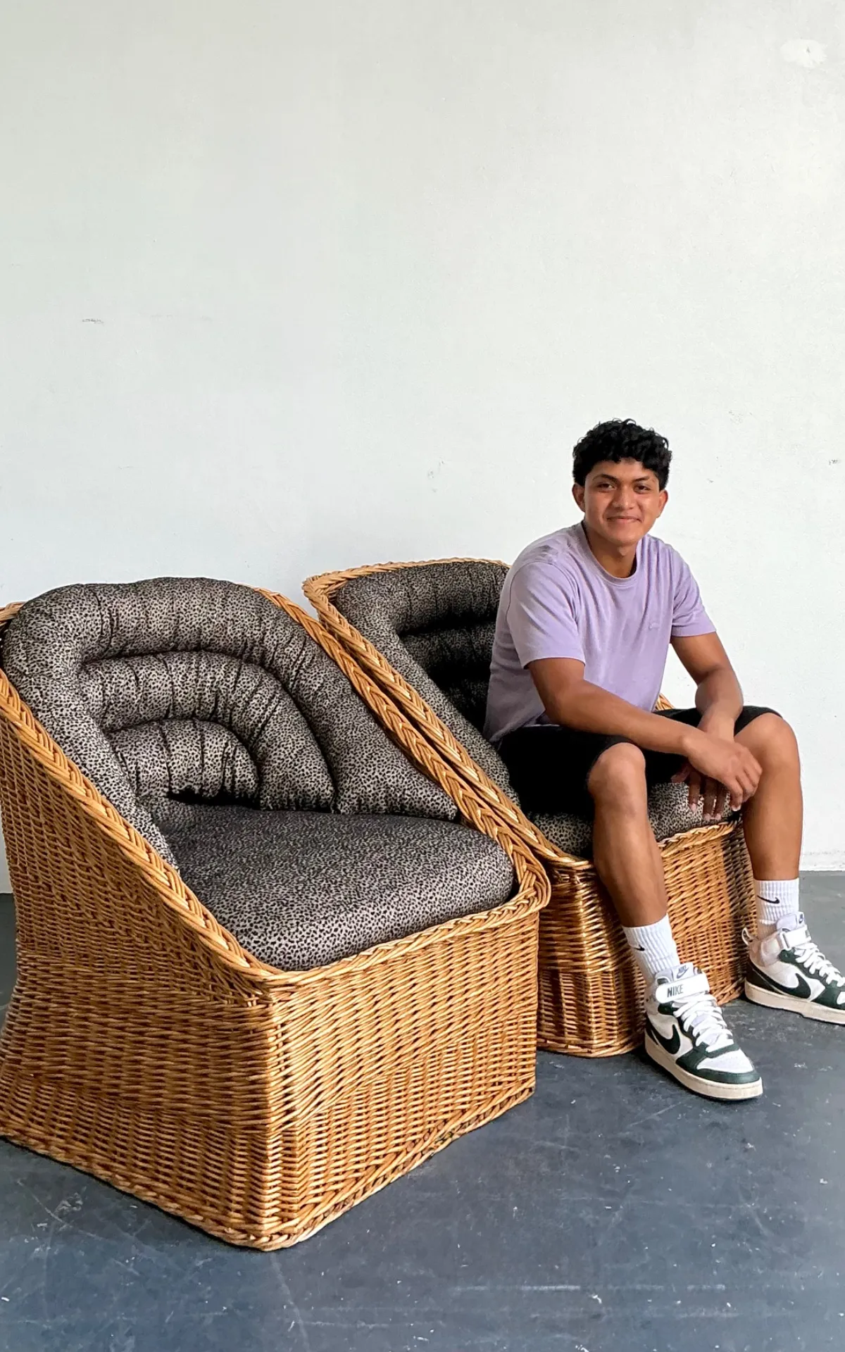 Vintage Woven Rattan Lounge Chairs - A Pair - Wicker, 30.25W x 30.25H — additional photo 2