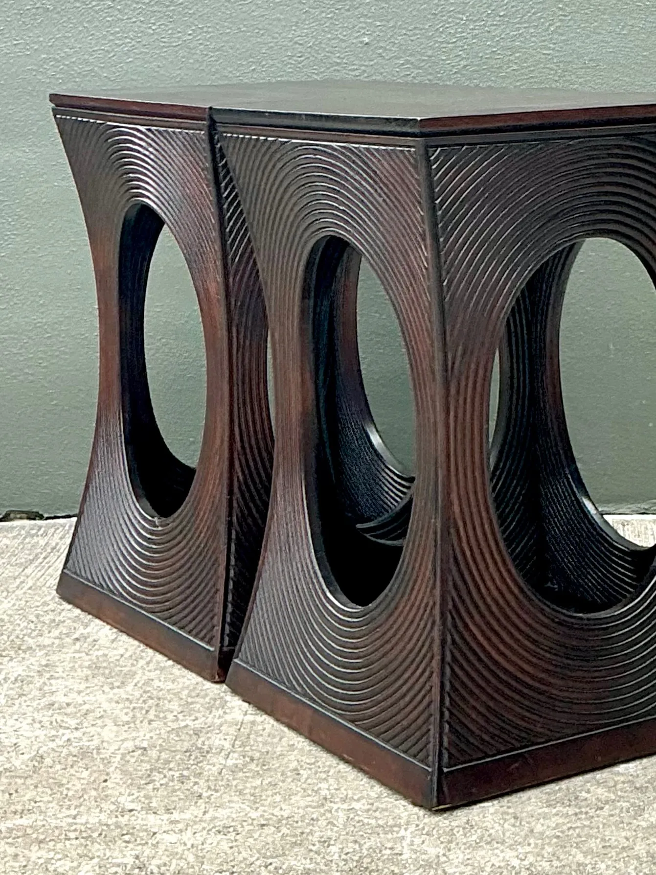 Vintage Pencil Reed Cutout Side Tables - A Pair — additional photo 5