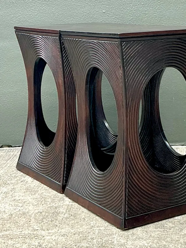 Vintage Pencil Reed Cutout Side Tables - A Pair — additional photo 5