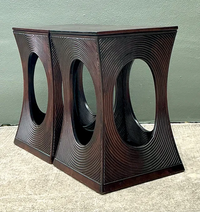 Vintage Pencil Reed Cutout Side Tables - A Pair — additional photo 7