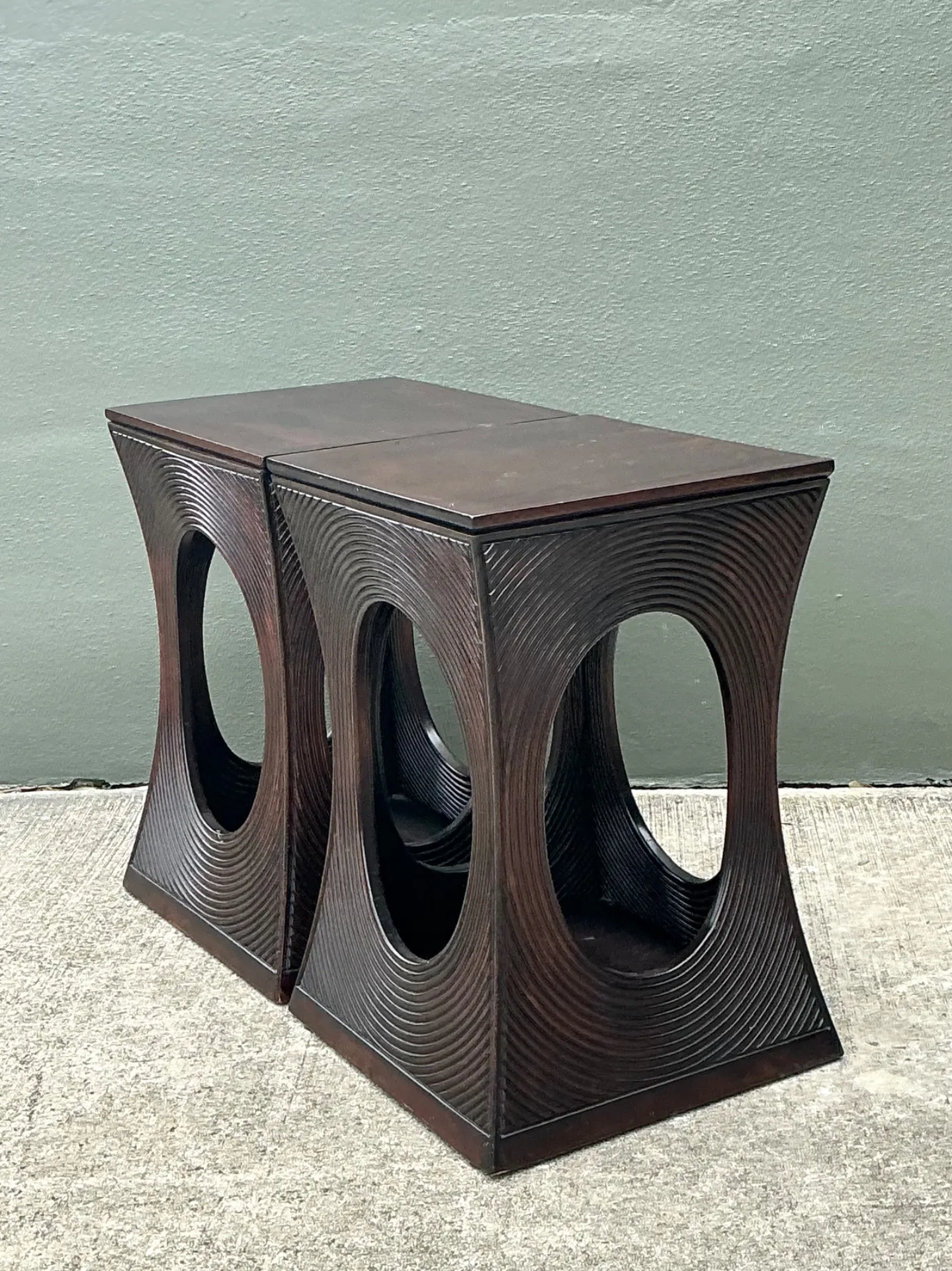 Vintage Pencil Reed Cutout Side Tables - A Pair — additional photo 8