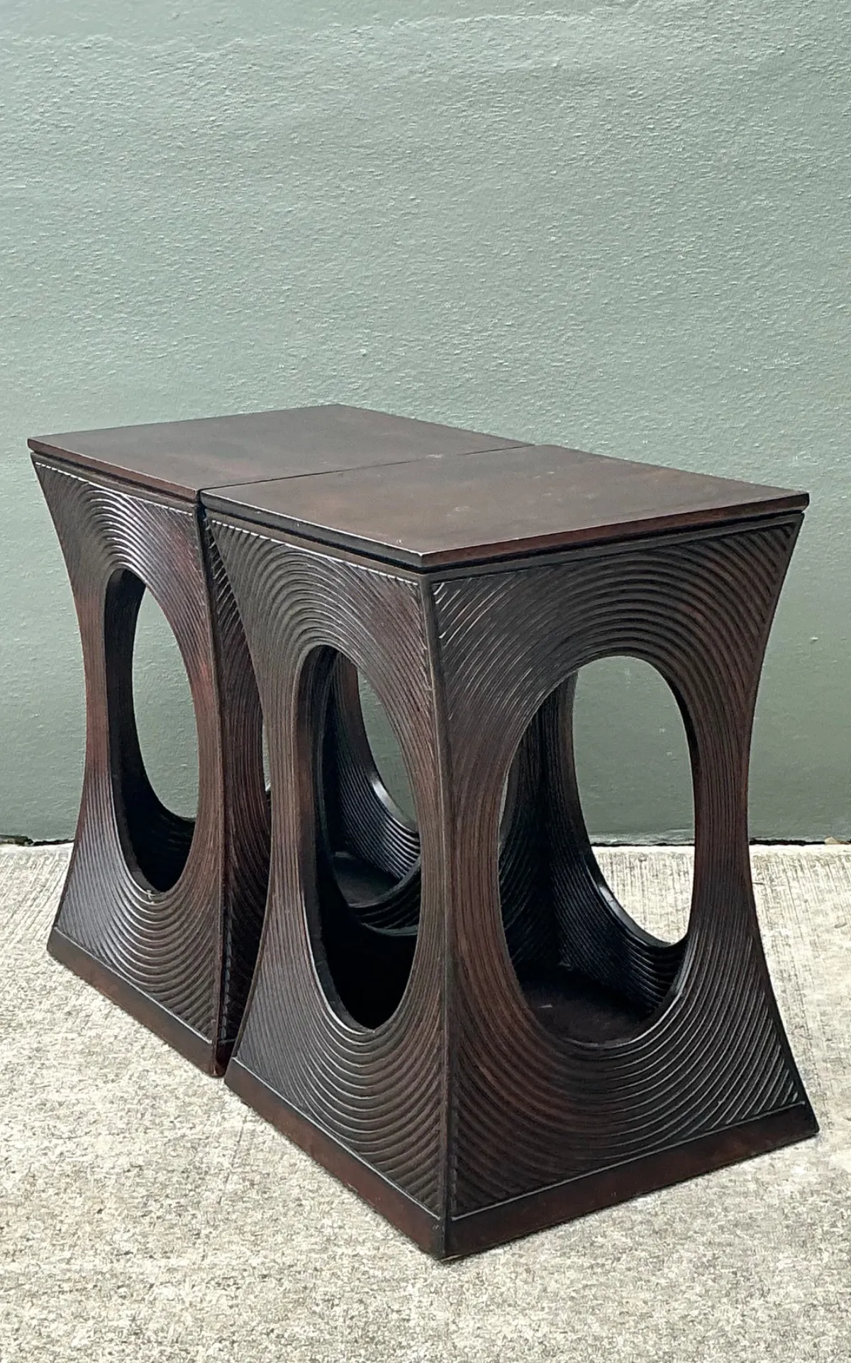Vintage Pencil Reed Cutout Side Tables - A Pair — additional photo 8