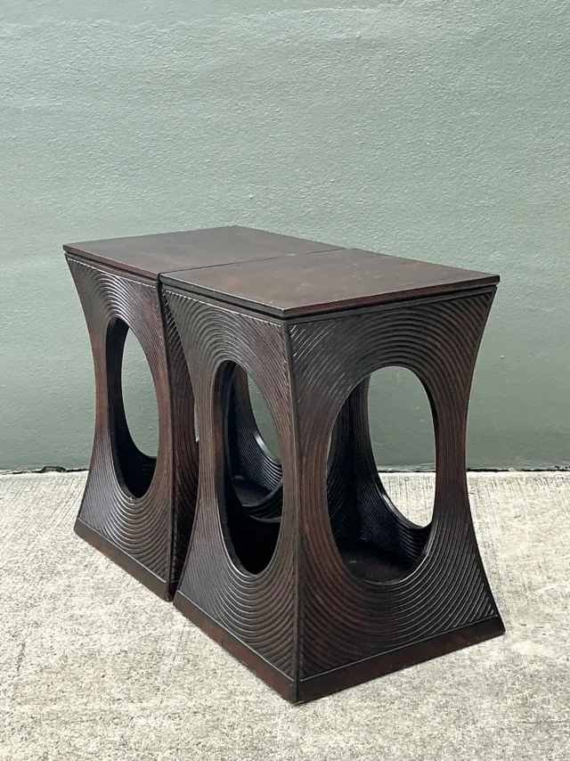 Vintage Pencil Reed Cutout Side Tables - A Pair — additional photo 8