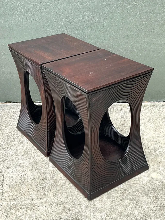 Vintage Pencil Reed Cutout Side Tables - A Pair — additional photo 4
