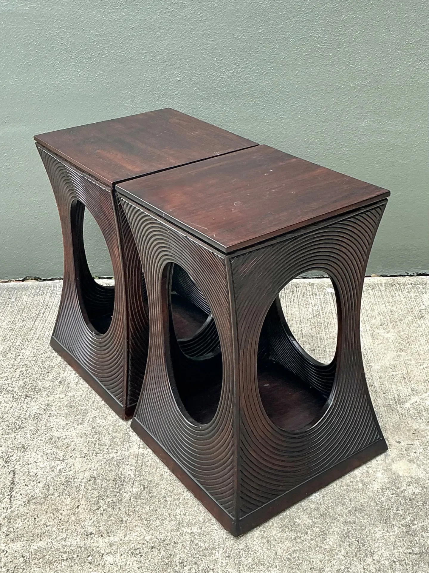 Vintage Pencil Reed Cutout Side Tables - A Pair — additional photo 2