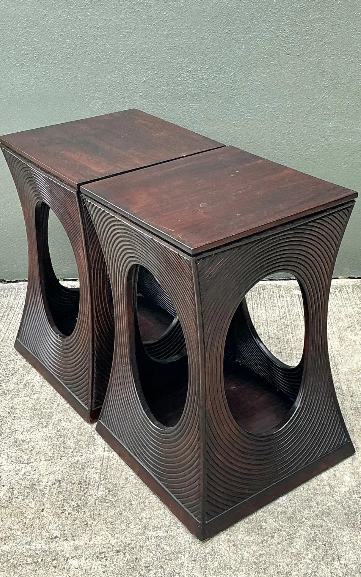 Vintage Pencil Reed Cutout Side Tables - A Pair — additional photo 2