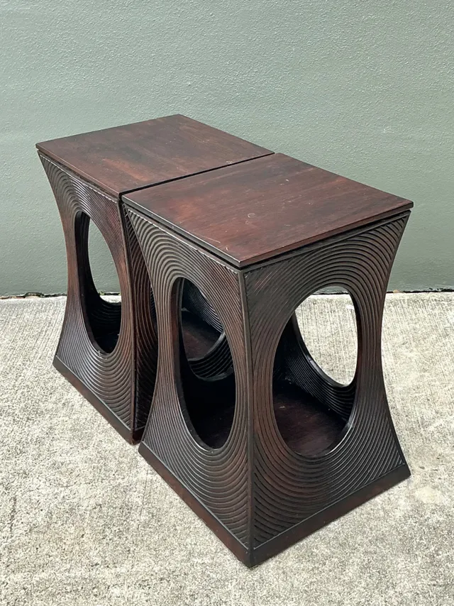 Vintage Pencil Reed Cutout Side Tables - A Pair — additional photo 2