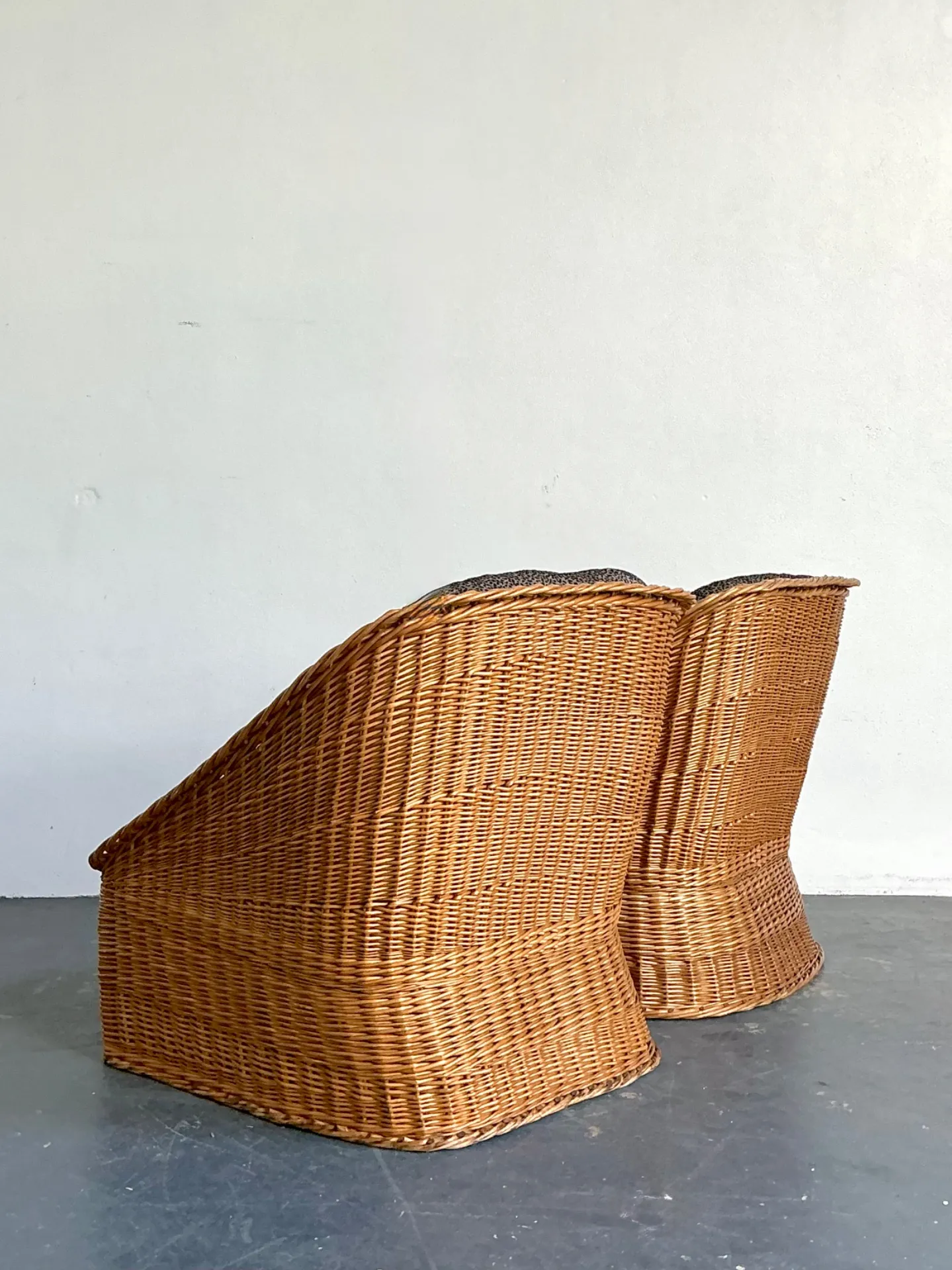 Vintage Woven Rattan Lounge Chairs - A Pair - Wicker, 30.25W x 30.25H — additional photo 6
