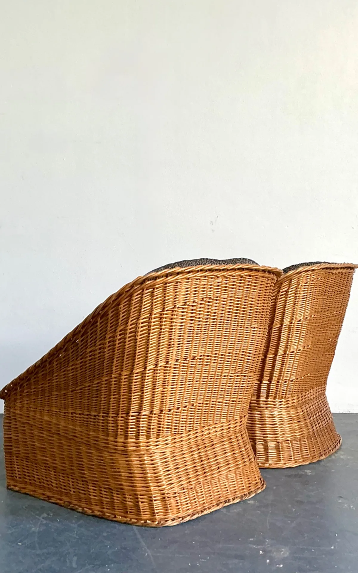 Vintage Woven Rattan Lounge Chairs - A Pair - Wicker, 30.25W x 30.25H — additional photo 8