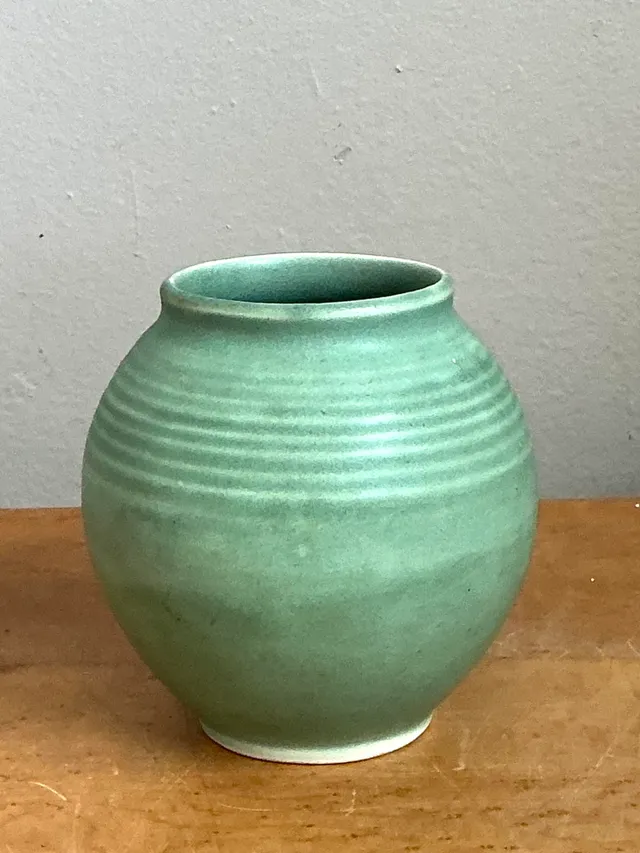 Vintage Green Glazed Ceramic Vase — additional photo 2