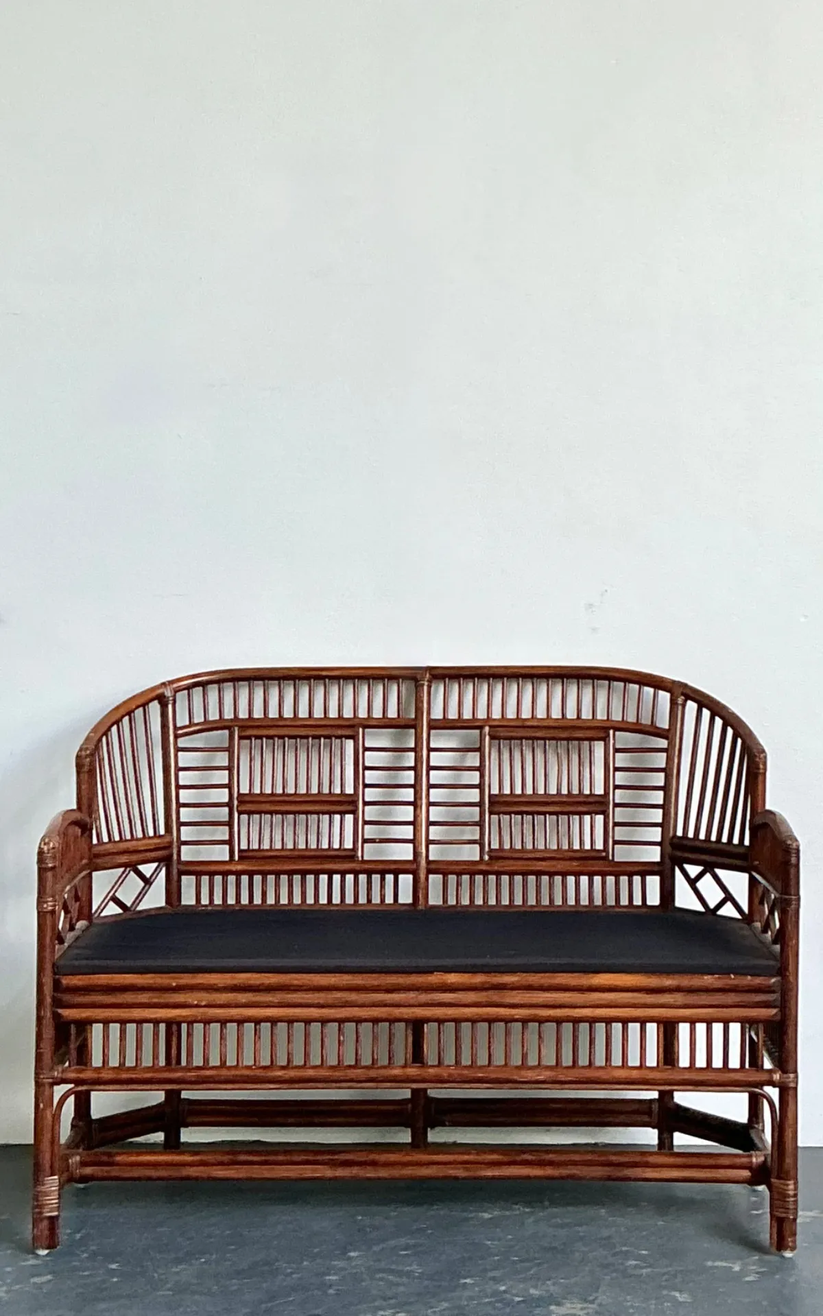 Vintage Brighton Pavillon Rattan Settee - Close-up view