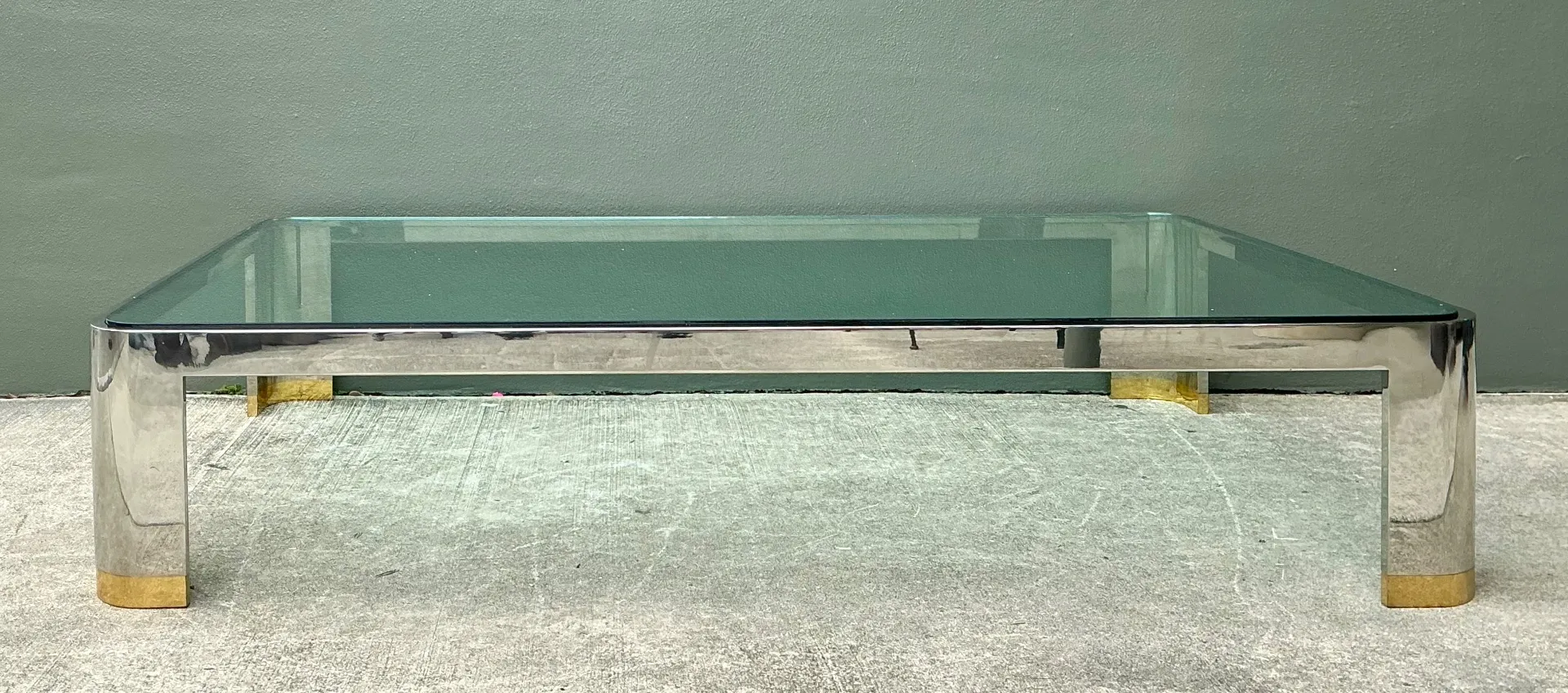 Vintage Monumental Brass And Chrome Coffee Table After Karl Springer — additional photo 6