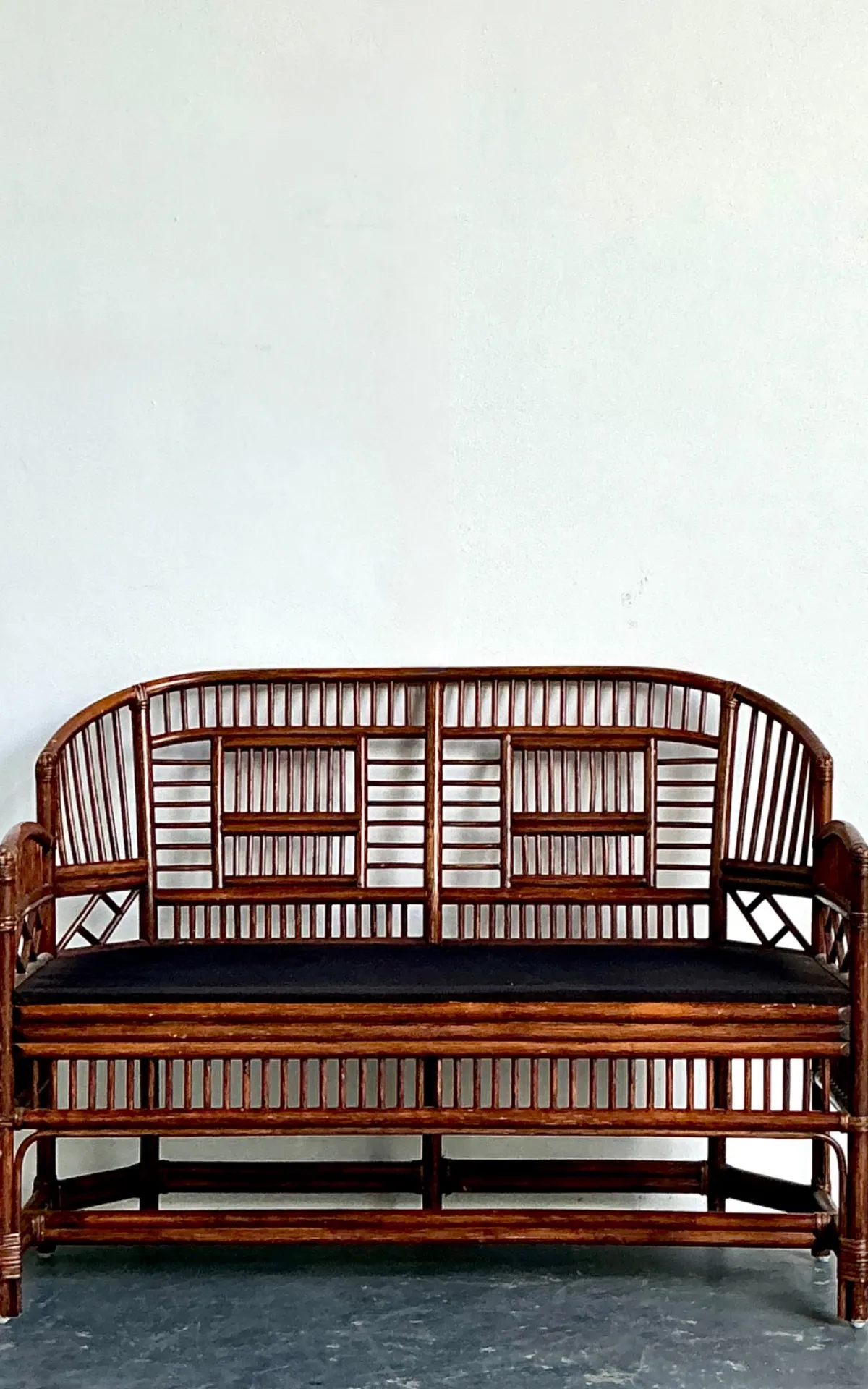 Vintage Brighton Pavillon Rattan Settee - Side view