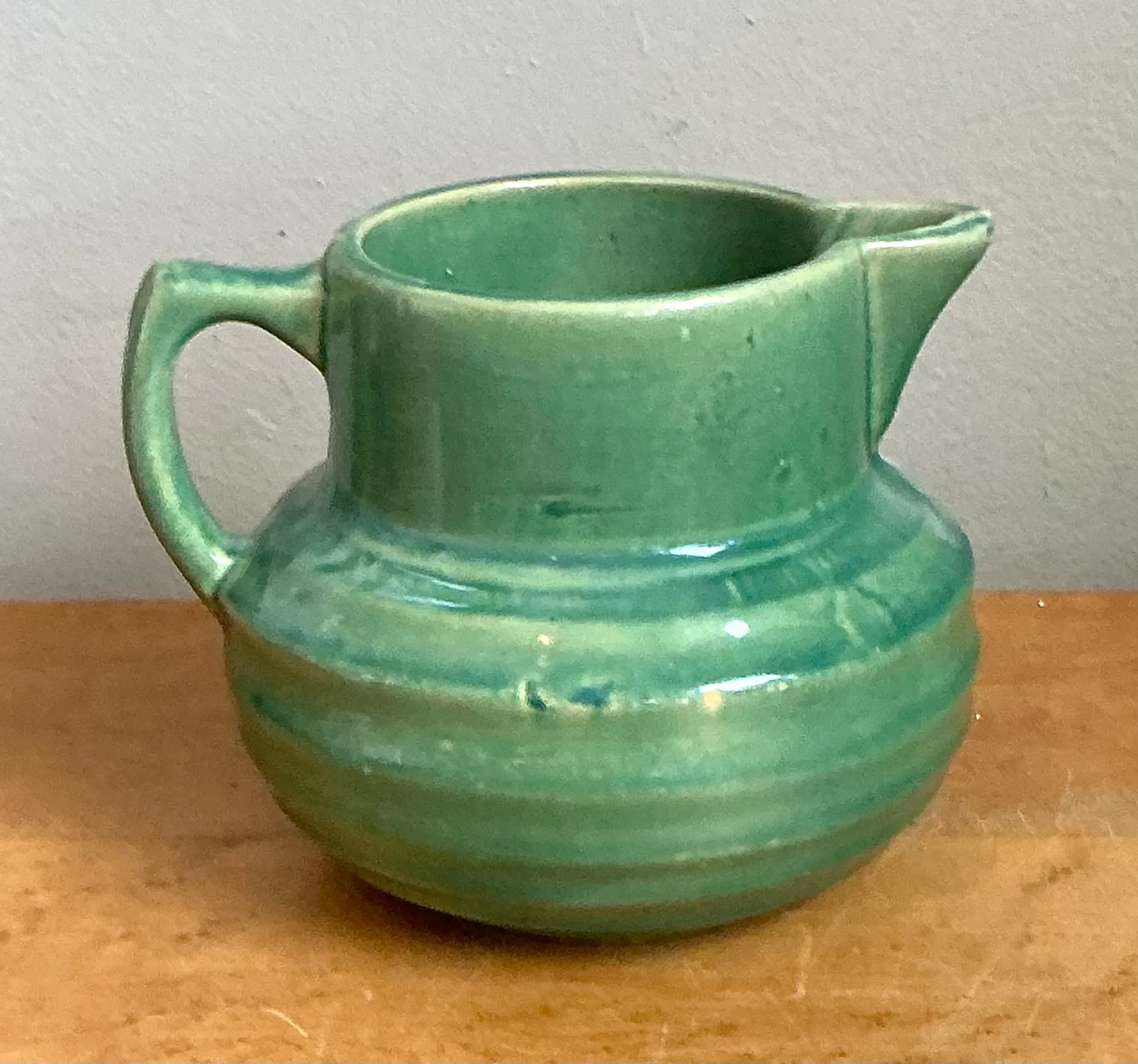 Vintage Green Glazed Ceramic Pitcher — additional photo 7