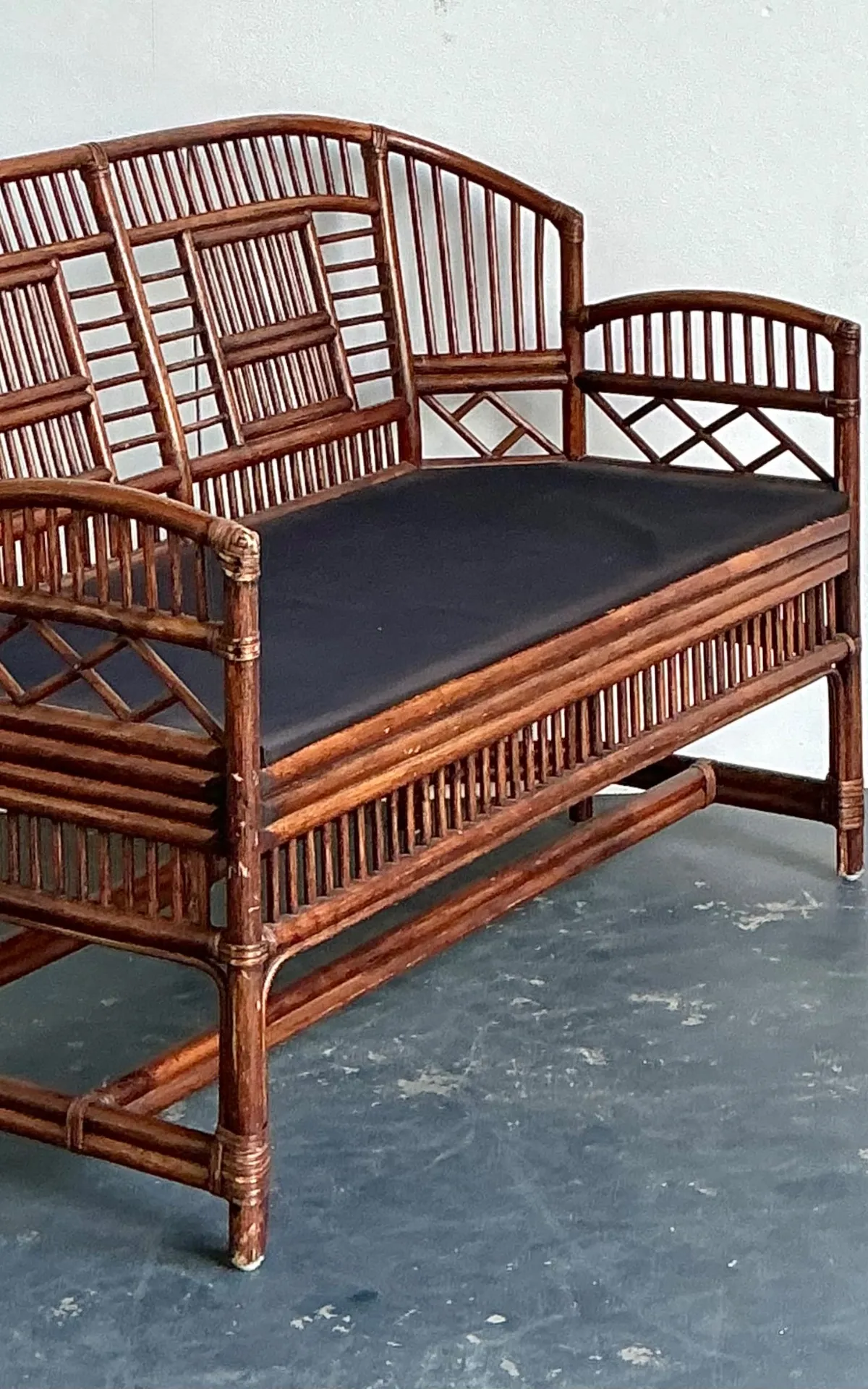 Vintage Brighton Pavillon Rattan Settee - Bottom view