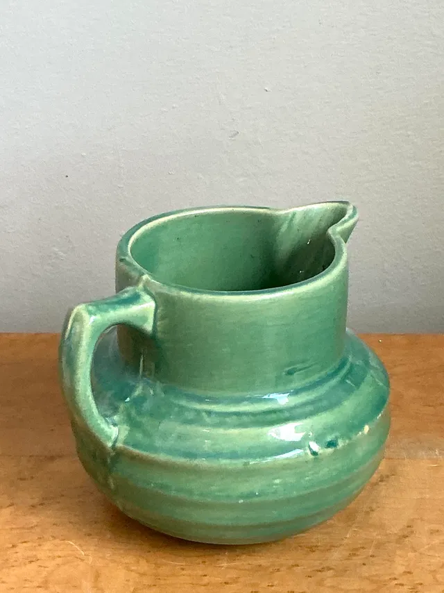 Vintage Green Glazed Ceramic Pitcher — additional photo 5