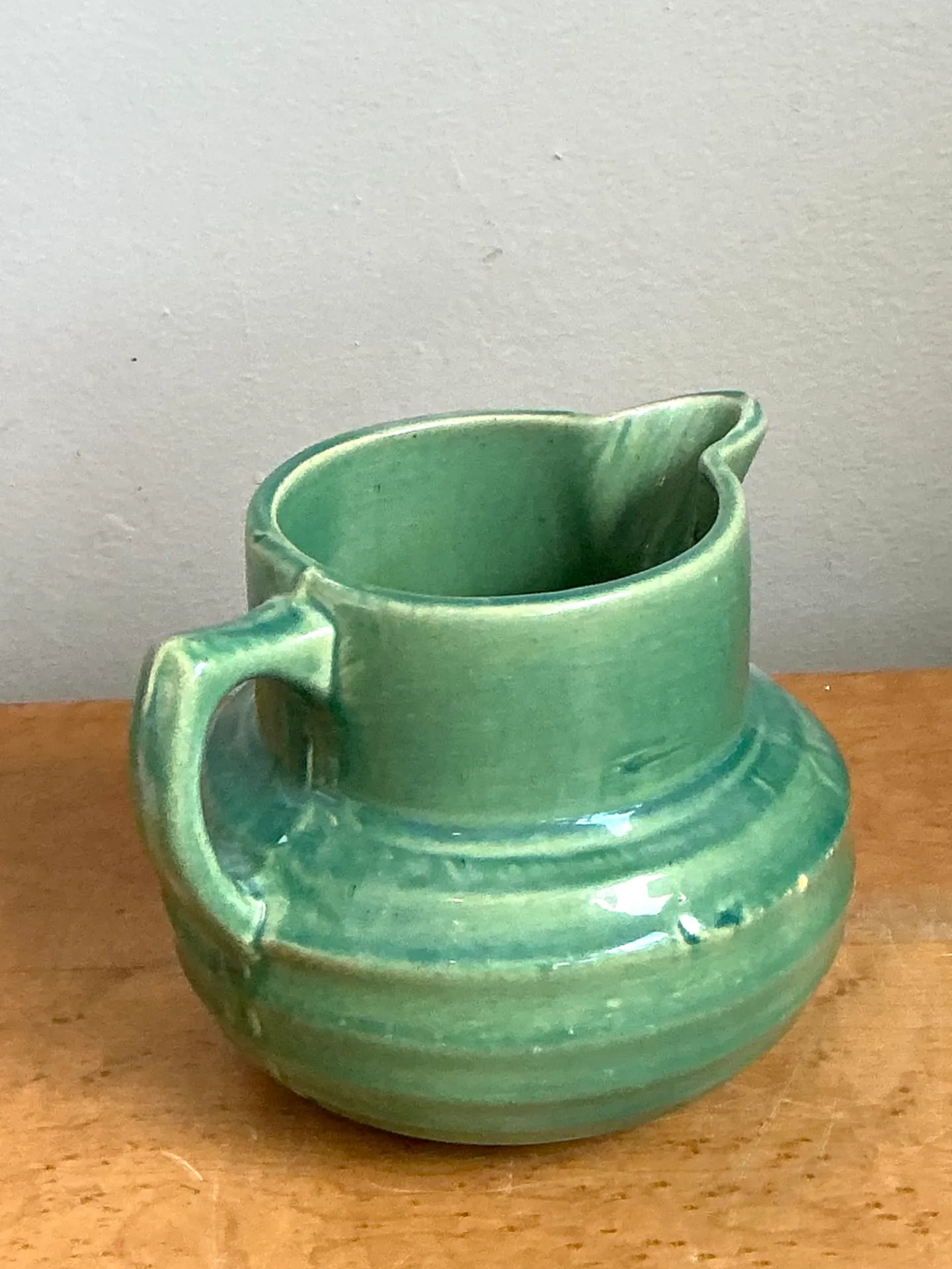 Vintage Green Glazed Ceramic Pitcher — additional photo 6