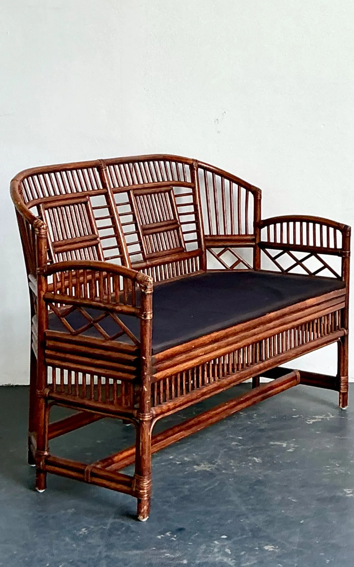 Vintage Brighton Pavillon Rattan Settee - Back view