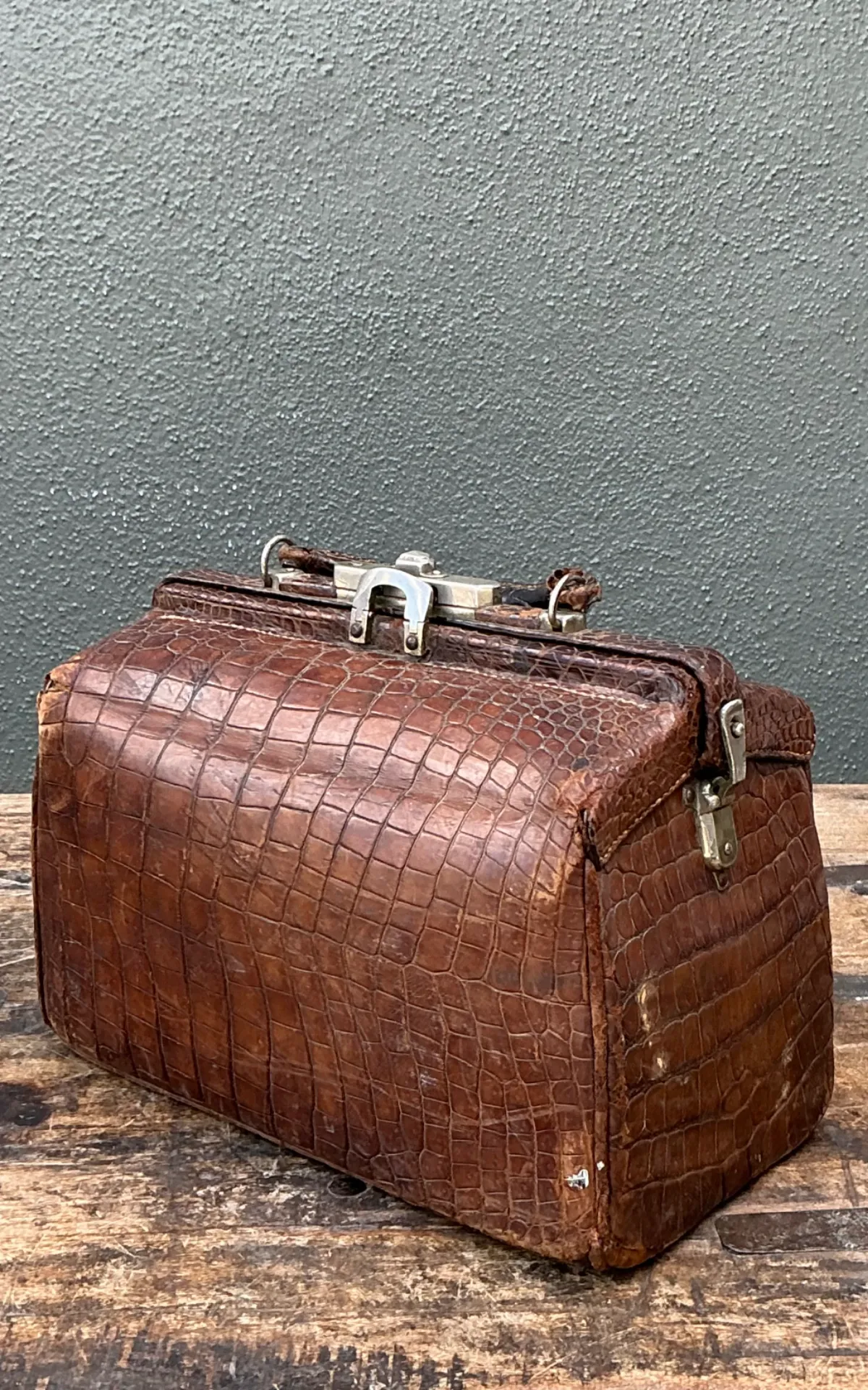 Vintage Leather Doctor's Bag with Metal Hardware — additional photo 4