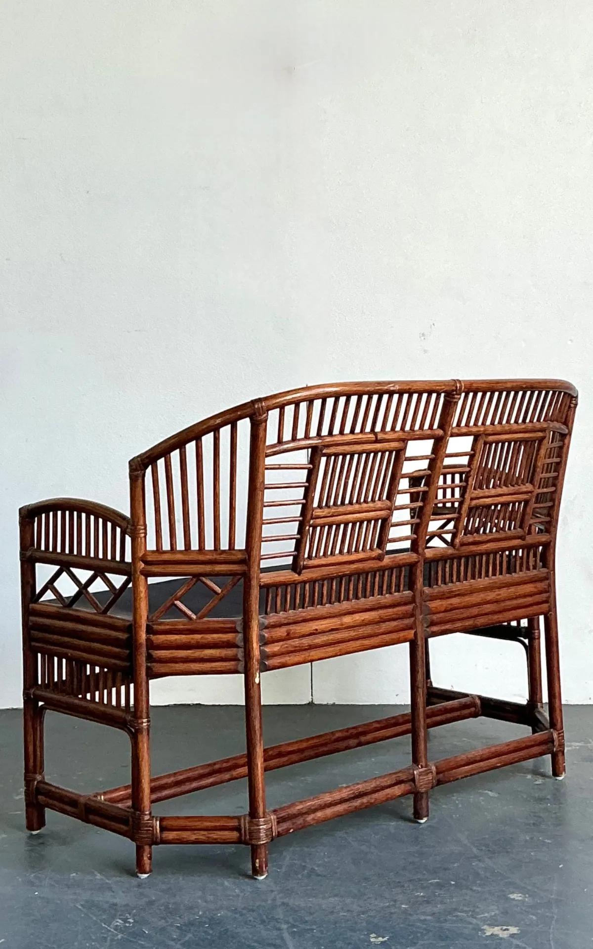 Vintage Brighton Pavillon Rattan Settee - Interior view