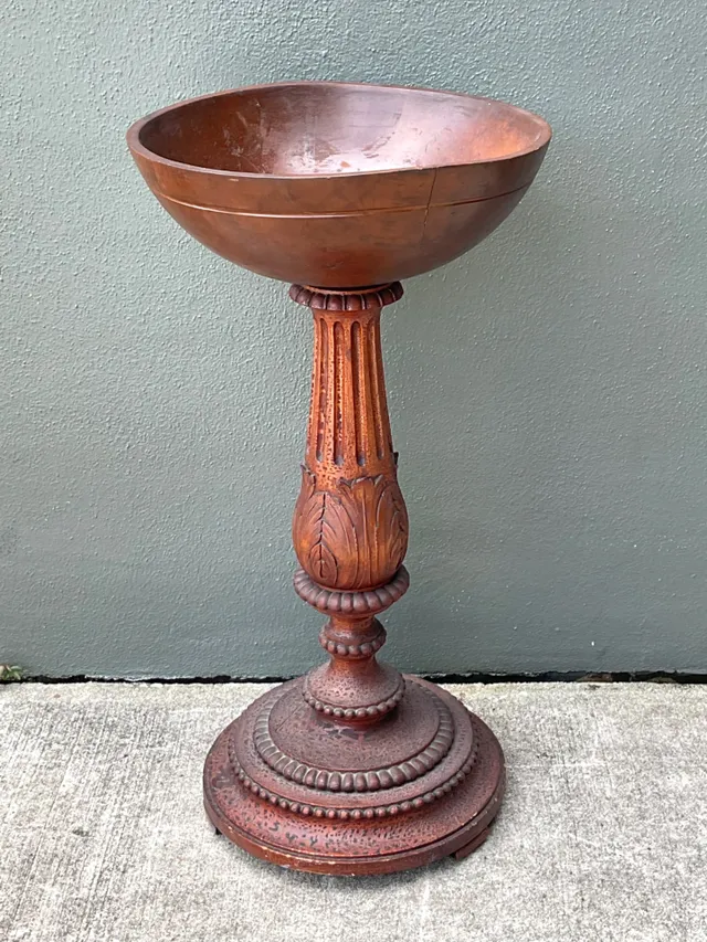 Vintage Carved Wood Pedestal Bowl — additional photo 7
