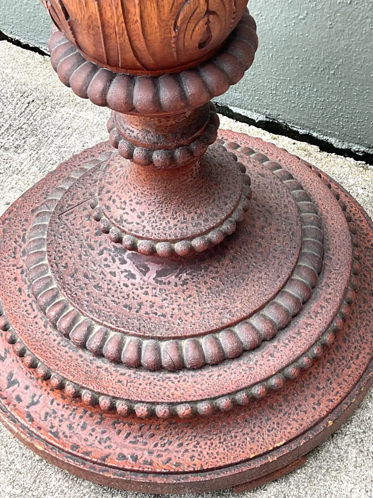 Vintage Carved Wood Pedestal Bowl — additional photo 3