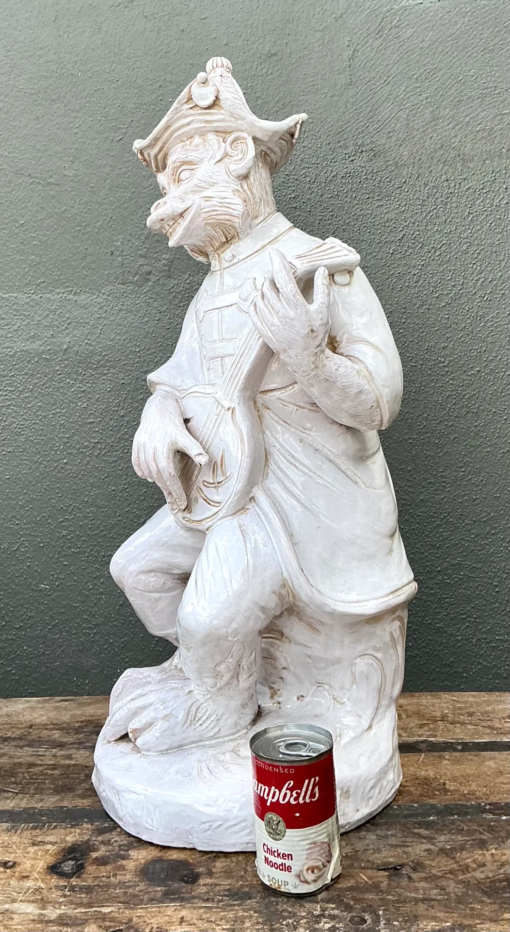 Vintage White Ceramic Monkey Musician Figure — additional photo 8