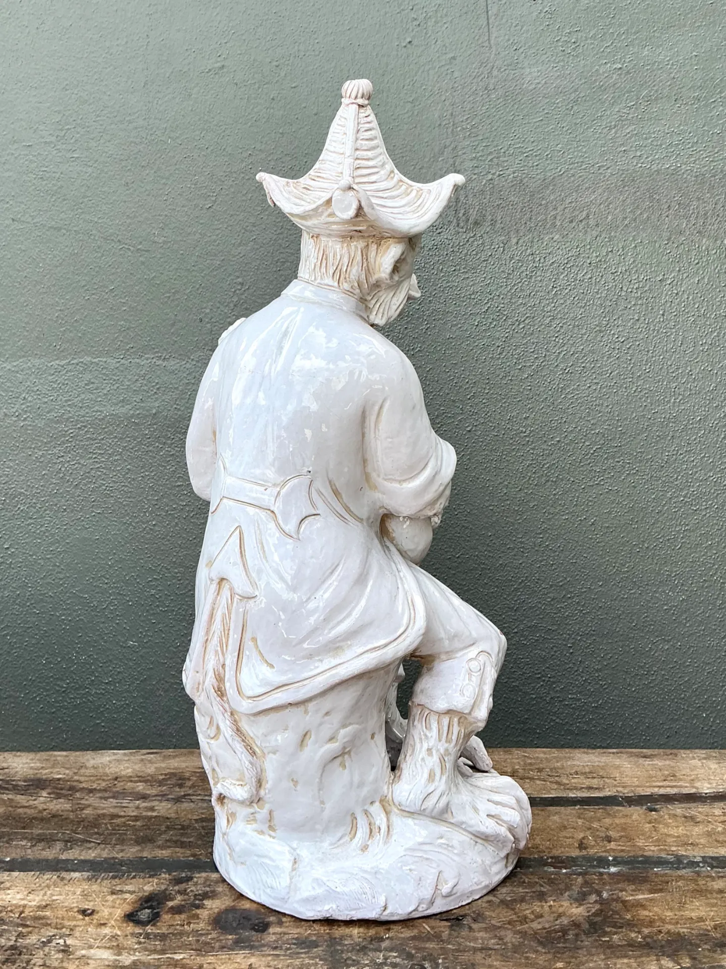Vintage White Ceramic Monkey Musician Figure — additional photo 1