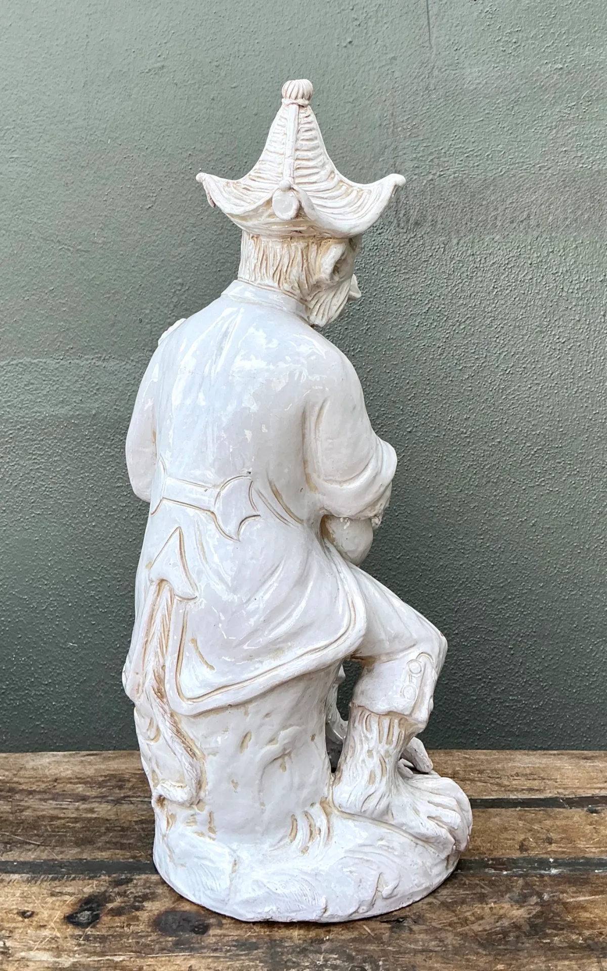 Vintage White Ceramic Monkey Musician Figure — additional photo 1