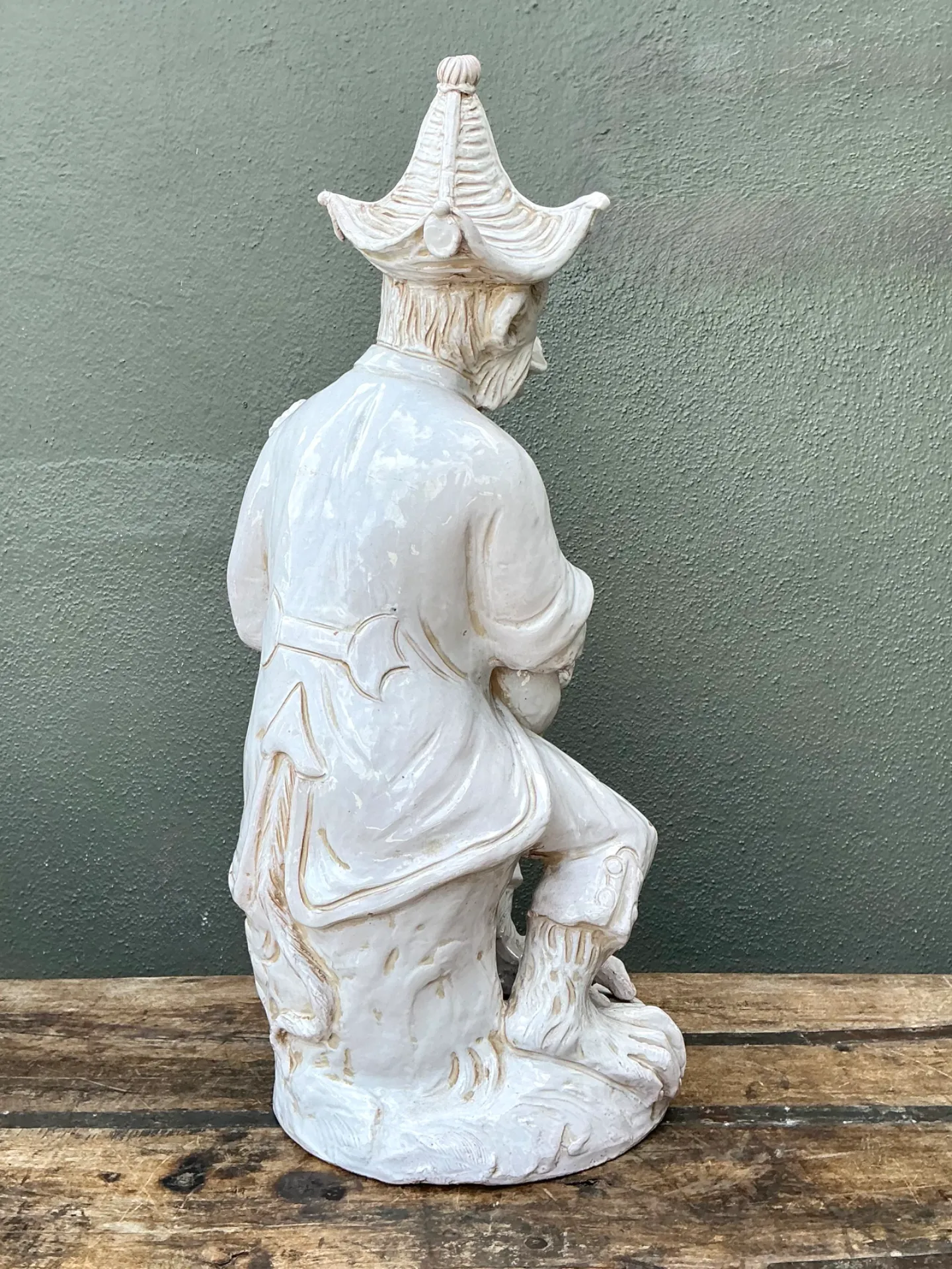 Vintage White Ceramic Monkey Musician Figure — additional photo 3