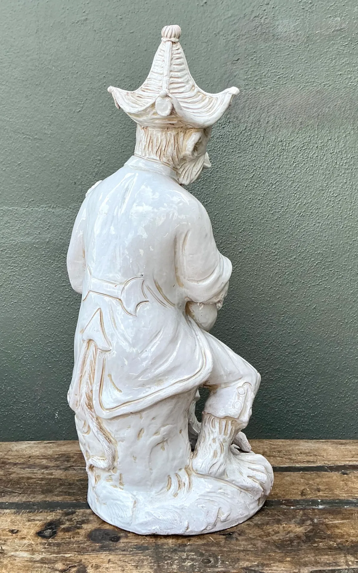 Vintage White Ceramic Monkey Musician Figure — additional photo 3